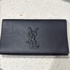 YSL Black Leather Clutch